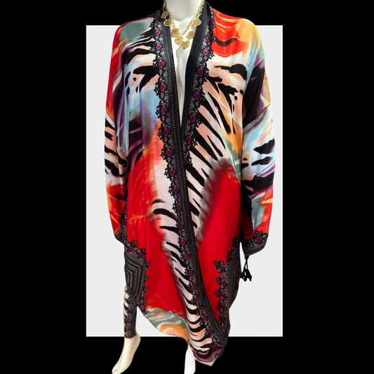 Animal Print Tassel Kimono Duster Collection