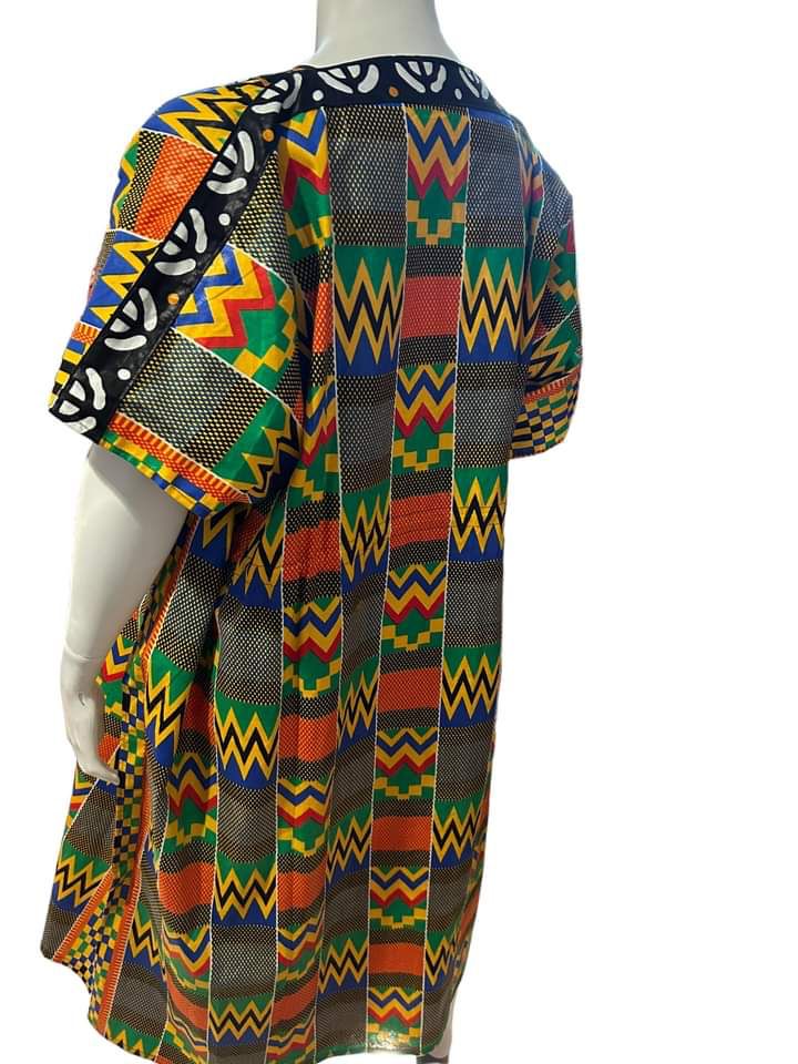 The Authentic African Kente Print Drawstring Kaftan