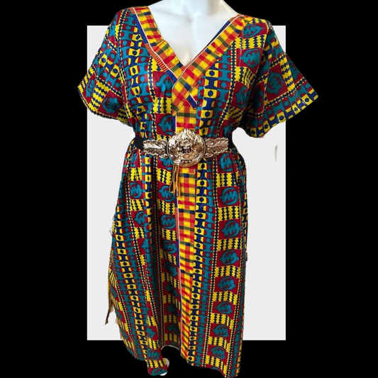 Authentic African Kente Print drawstring Kaftan