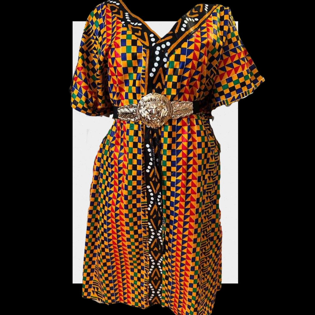 The Authentic African Kente Print drawstring Kaftan