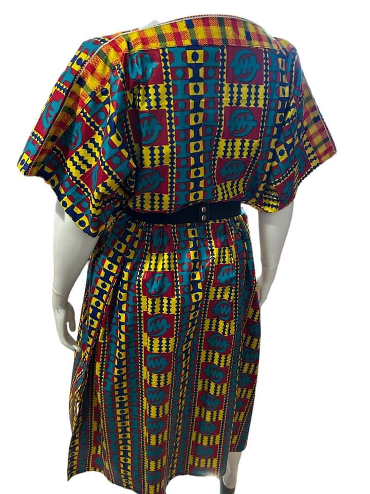 Authentic African Kente Print drawstring Kaftan