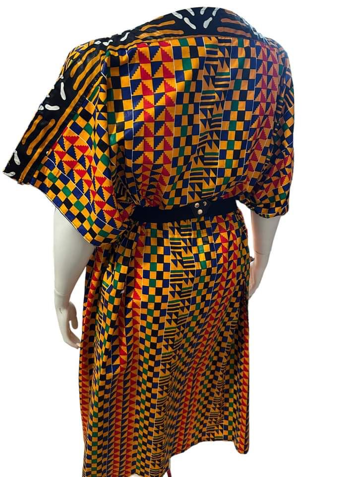 The Authentic African Kente Print drawstring Kaftan