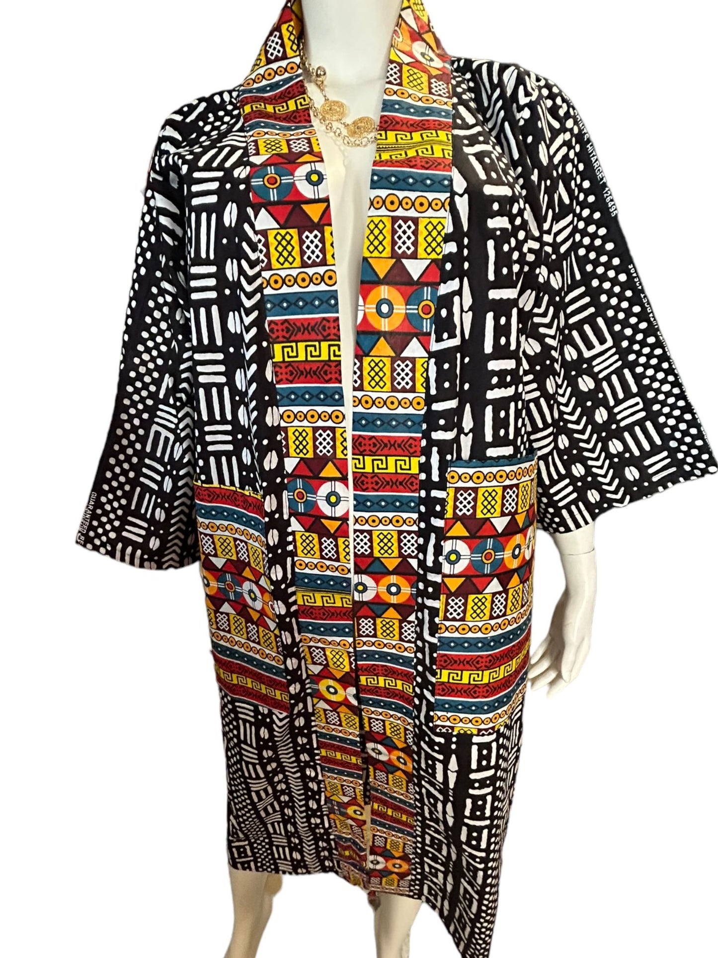 Authentic Ankara Kimono Duster and Headwrap With Pockets