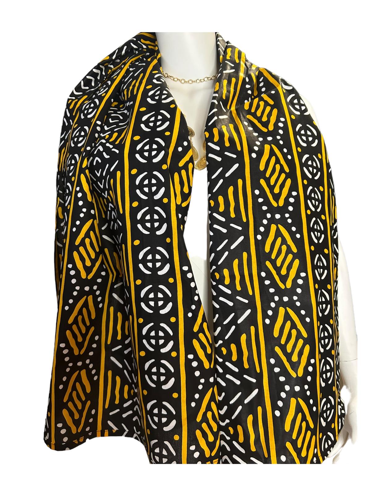 Authentic African Print Kimono Duster and Headwrap With Pockets