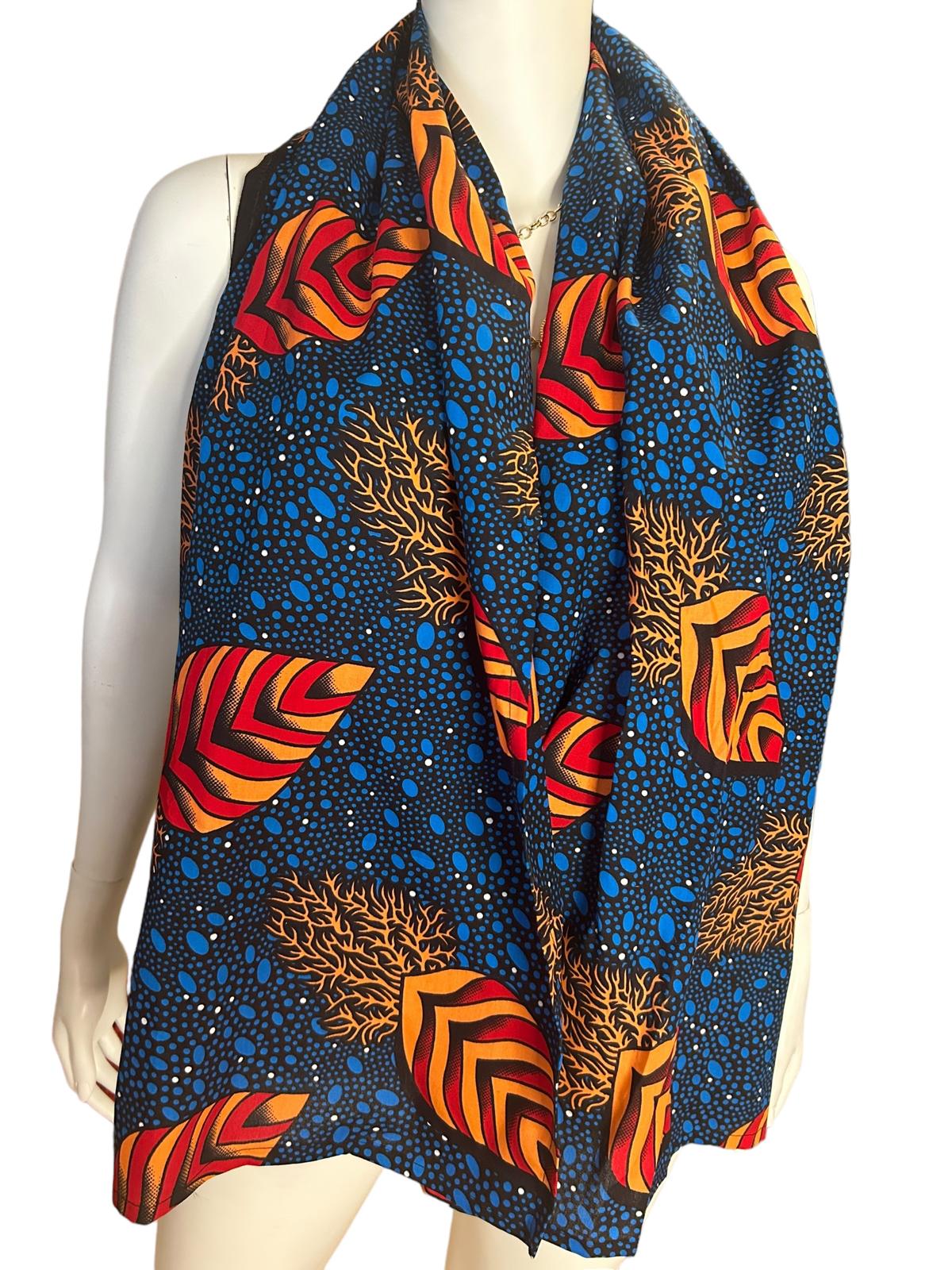 Authentic African Ankara Kimono Duster and Headwrap With Pockets