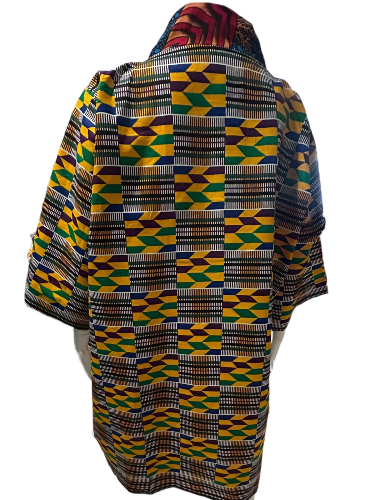 Authentic African Ankara Kimono Duster and Headwrap With Pockets