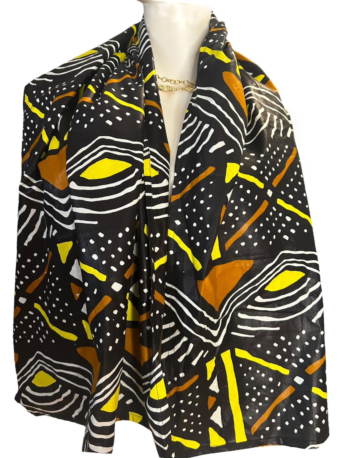 Authentic African Print Ankara Kimono Duster and Headwrap With Pockets