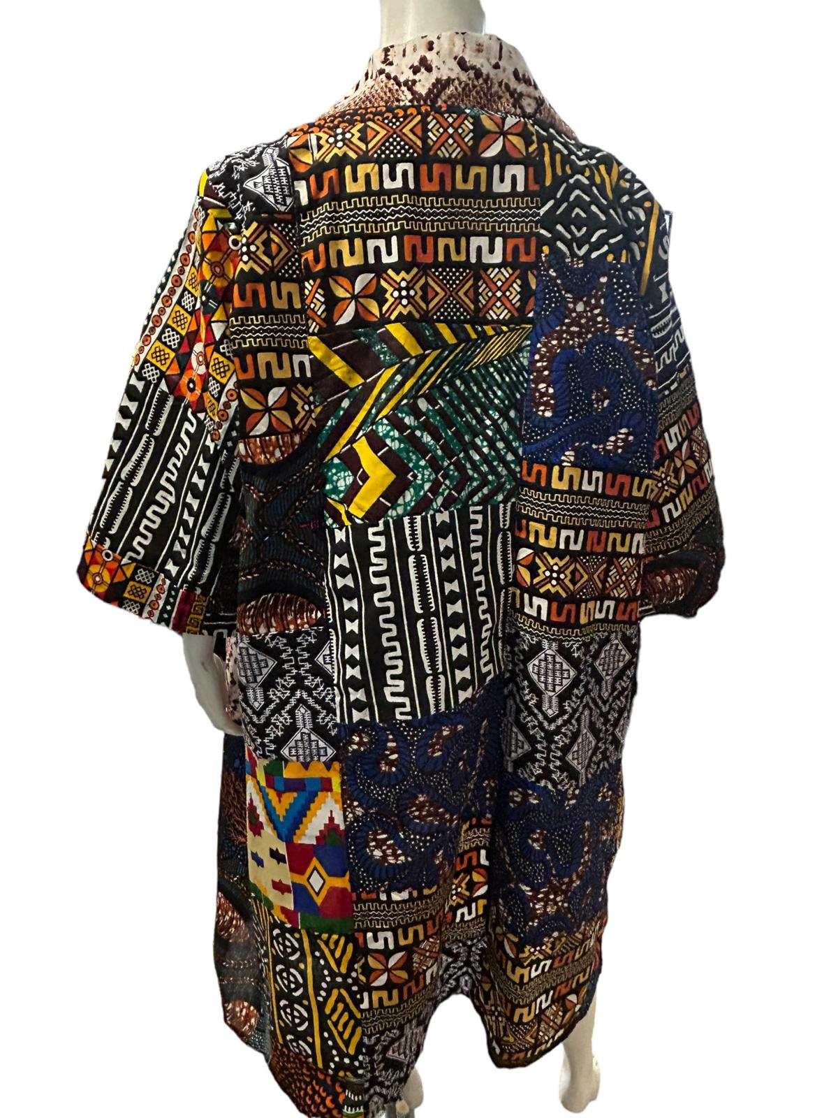 Authentic African Print Ankara Kimono Duster and Earrings With Pockets