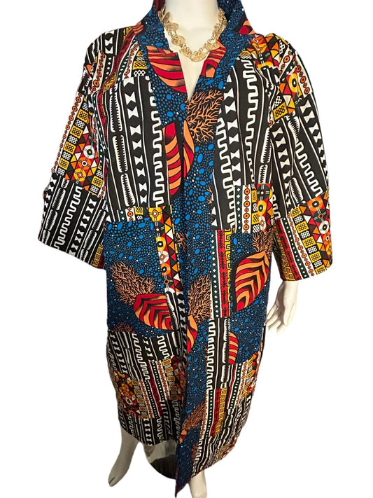 Authentic African Print Ankara Kimono Duster With Pockets