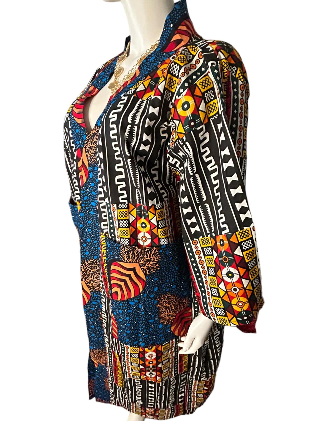 Authentic African Print Ankara Kimono Duster With Pockets