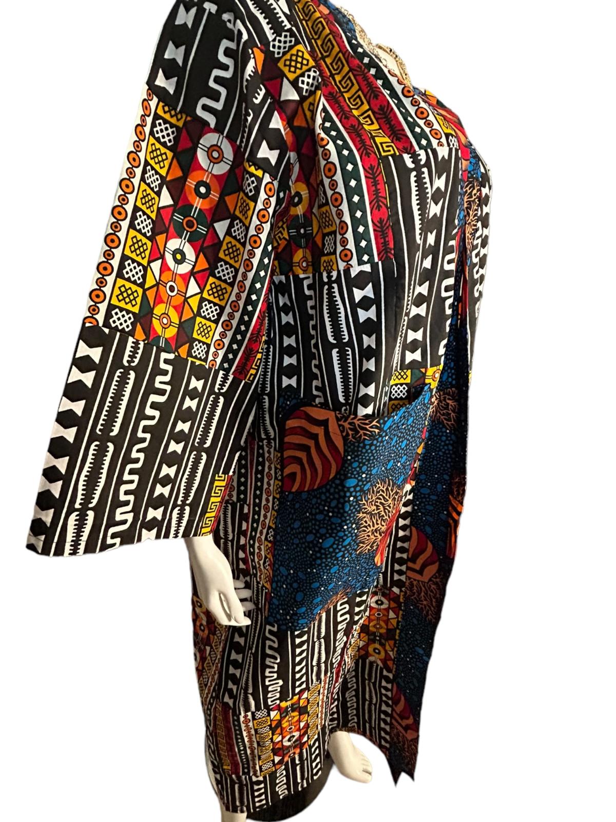 Authentic African Print Ankara Kimono Duster With Pockets