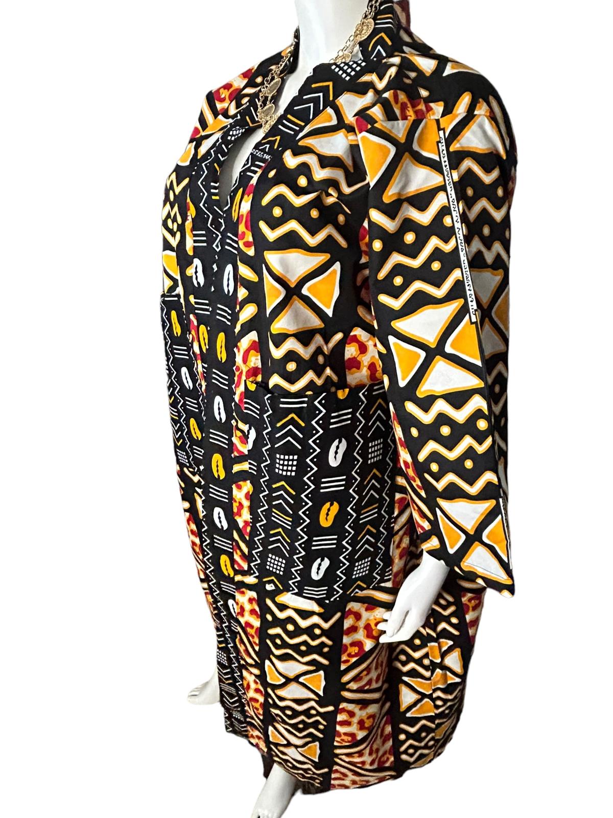 Authentic African Print Ankara Kimono Duster with Pockets