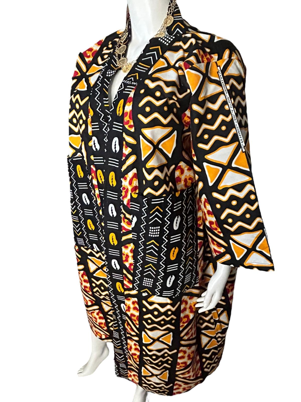 Authentic African Print Ankara Kimono Duster with Pockets