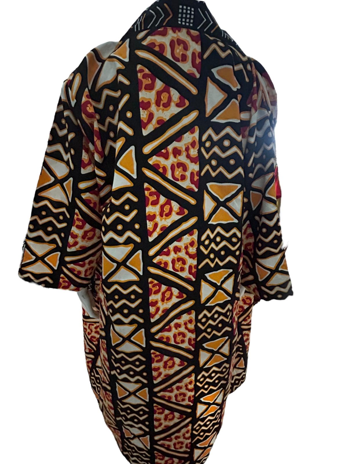 Authentic African Print Ankara Kimono Duster with Pockets