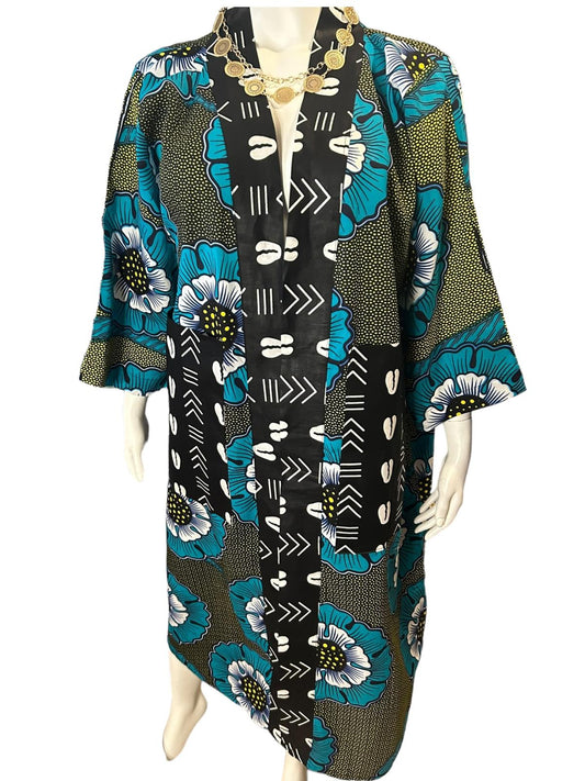 Authentic Ankara/ Animal Print Kimono Duster with Pockets