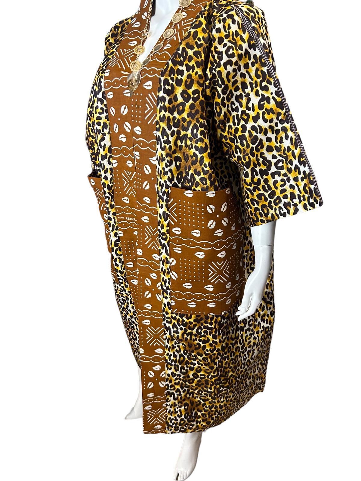 Authentic Ankara Kimono Duster and Headwrap with Pockets